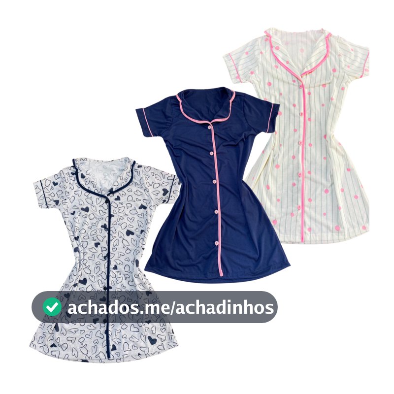 KIT 3 Camisolas Americanas Abertas de Botão