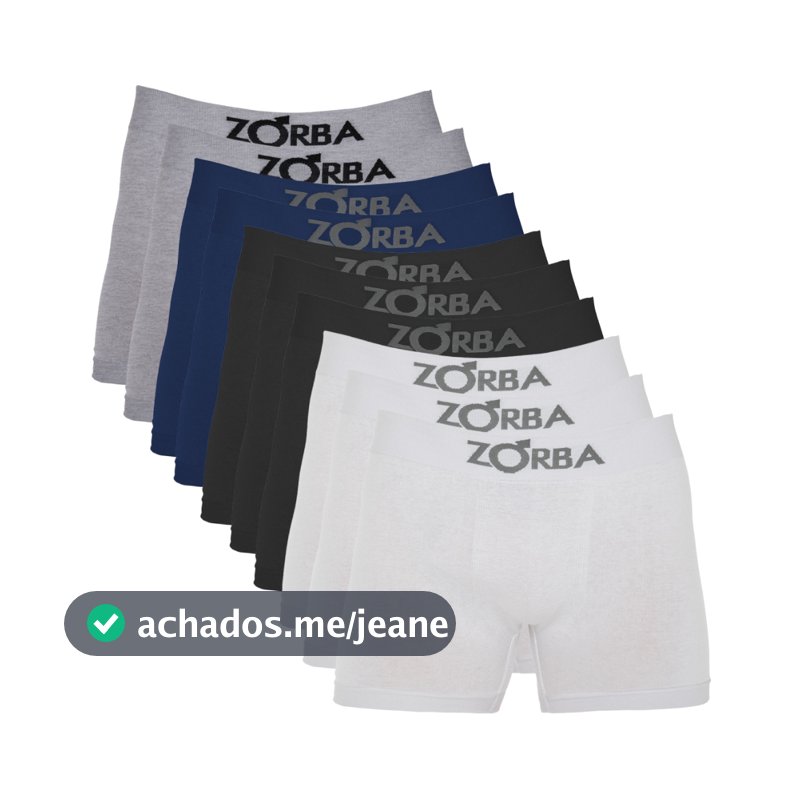 Kit 10 Cuecas Zorba Boxer Algodão Sem Costura 781