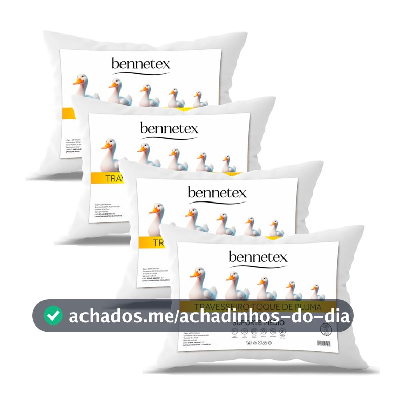 Kit Travesseiro Pluma de Ganso Confortavel e Macio Antiacaro 50x70cm