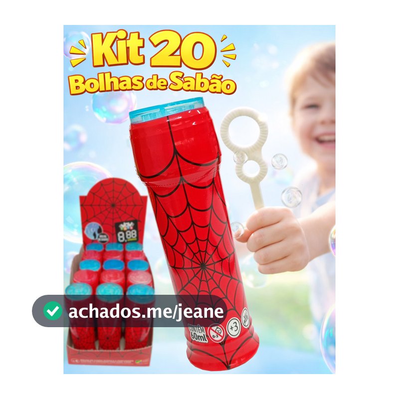 Kit 20 Bolha Sabão teia aranha Lembrancinhas de aniversário infantil bolinha festa sacolinha homem