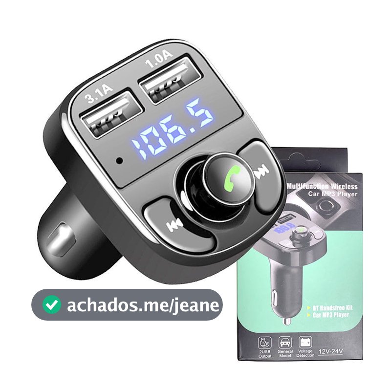 Carregador Carro Transmissor Fm Bluetooth Veicular X8 Mp3 Rádio