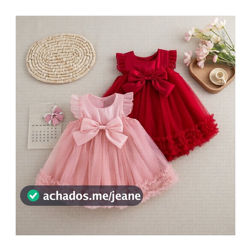 Vestido de Chiffon para Menina com Laço Fofo - Cor Lisa, Estilo Princesa de Verão para Festa e Viagem Diária (9 Meses a