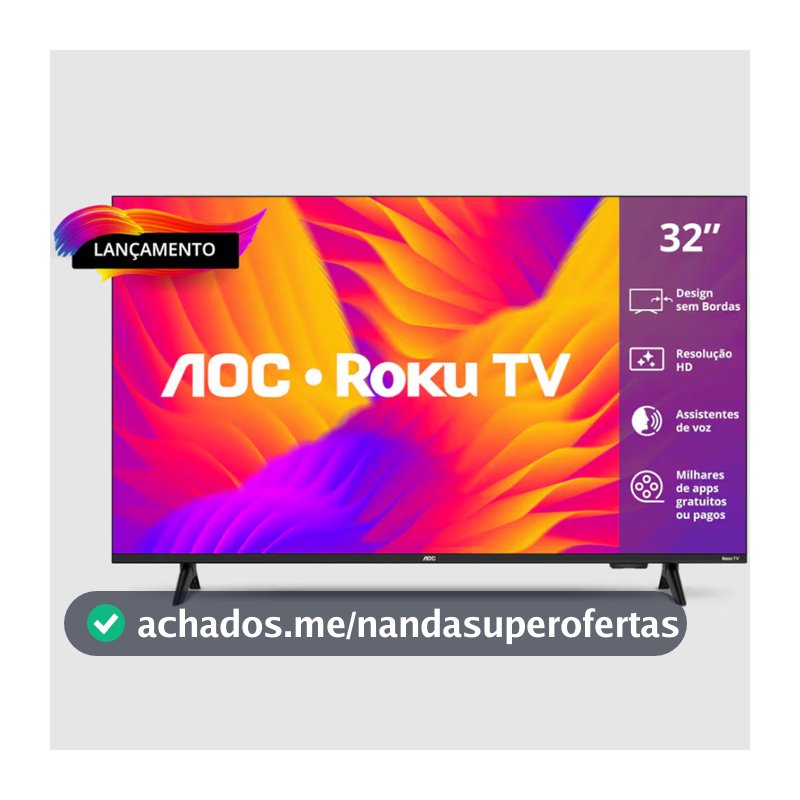 Smart TV 32 Polegadas HD 32S5155/78G Roku TV AOC