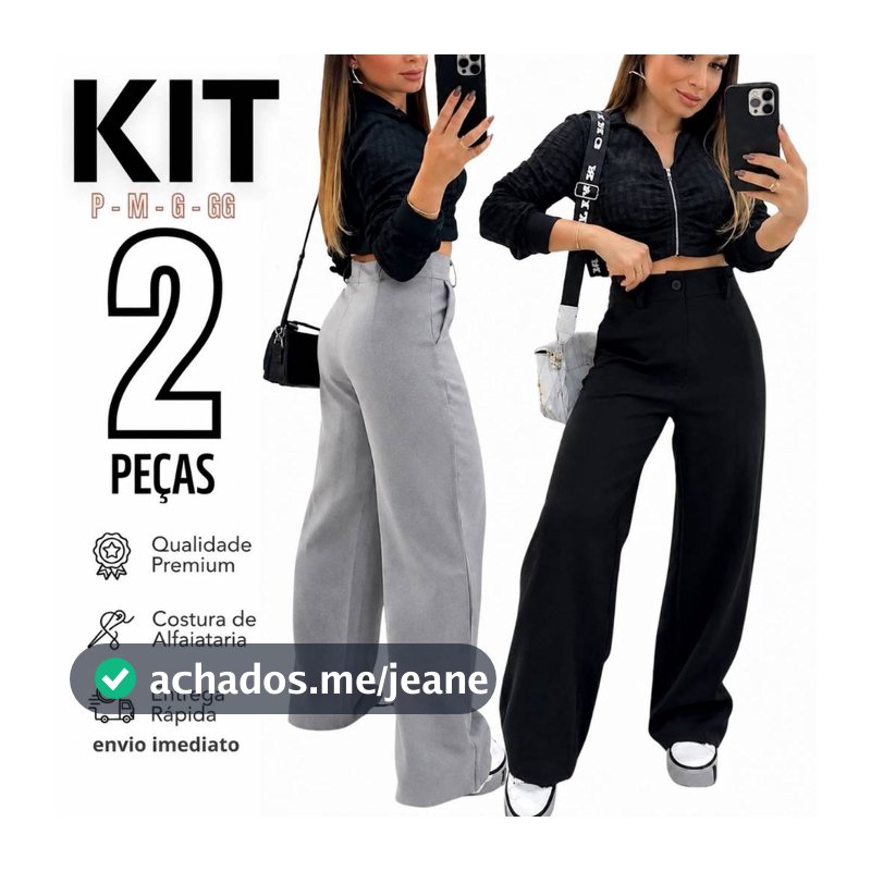 Kit 2 Calça Alfaiataria PREMIUM Cintura Alta Com Bolso PROMOÇÃO