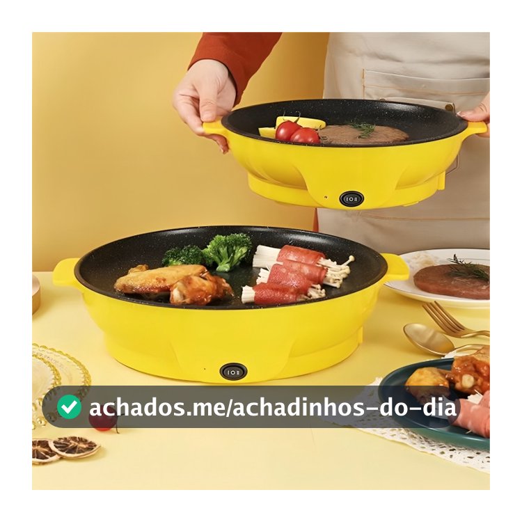 Frigideira Elétrica Antiaderente Grill Portátil 110V 220V Panela Elétrica Chapa Grill para Cozinha