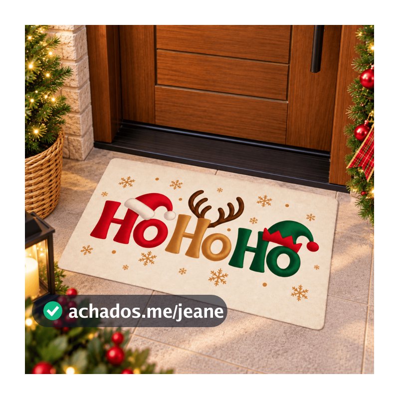 Tapete Natal Antiderrapante para Entrada de Casa Porta 34x58cm Várias Estampas