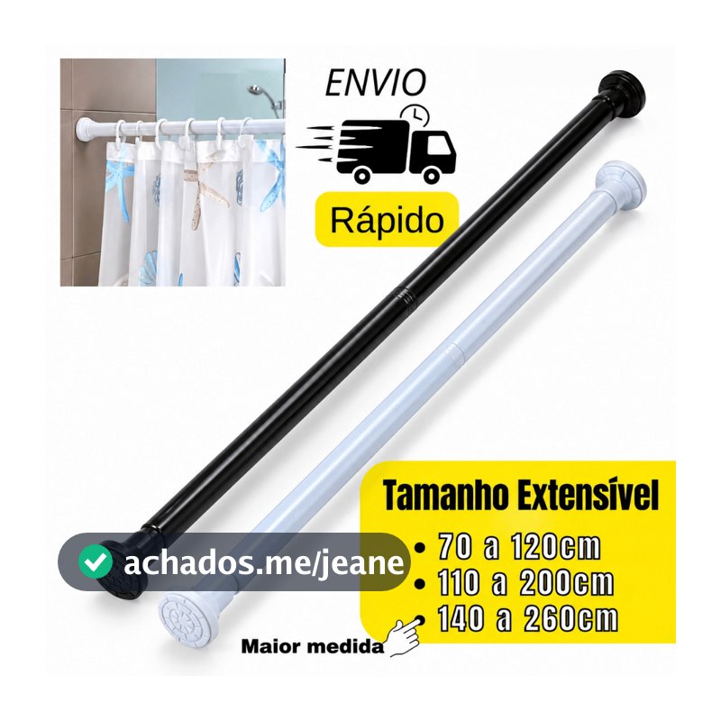 Varal extensível de aço inoxidável, várias opções de tamanho, para cortinas ou cortinas de banho