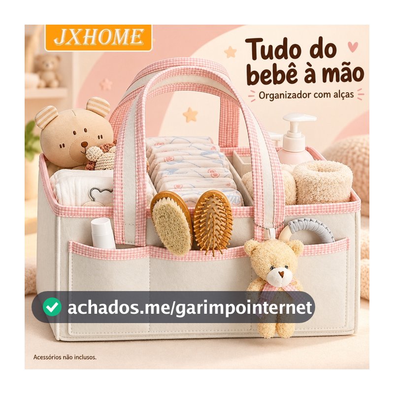 Bolsa Cesta Organizador Fralda Dobrável Peluciado Bebê Mamadeira Carrinho Maternidade Troca Trocador