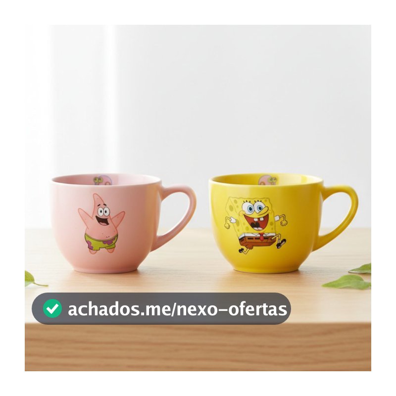Caneca do Bob Esponja, Presentes Criativos, Geek, Colecionáveis, kit 2 canecas 170ml