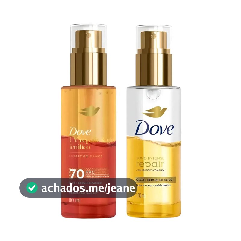 Kit Sérum Bifásico Dove UV Repair & Glow Ferúlico 110ml + Óleo Dove Bond Intense Repair 110ml
