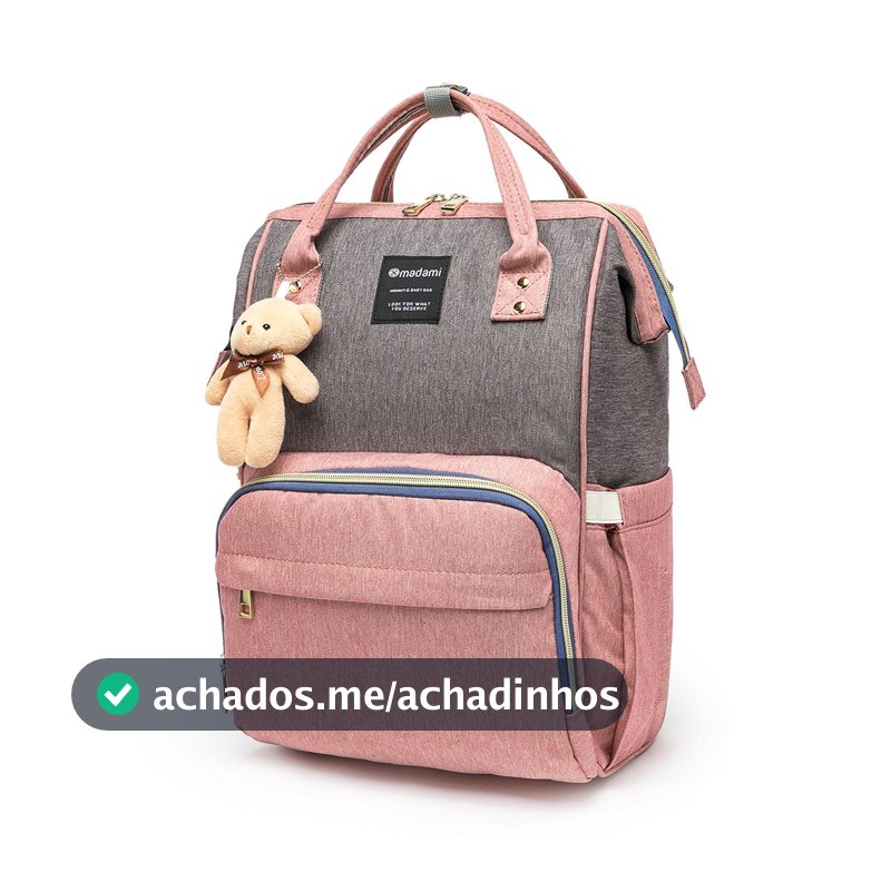 Bolsa Mochila Maternidade Madami Multifuncional Espaçosa Gancho Carrinho
