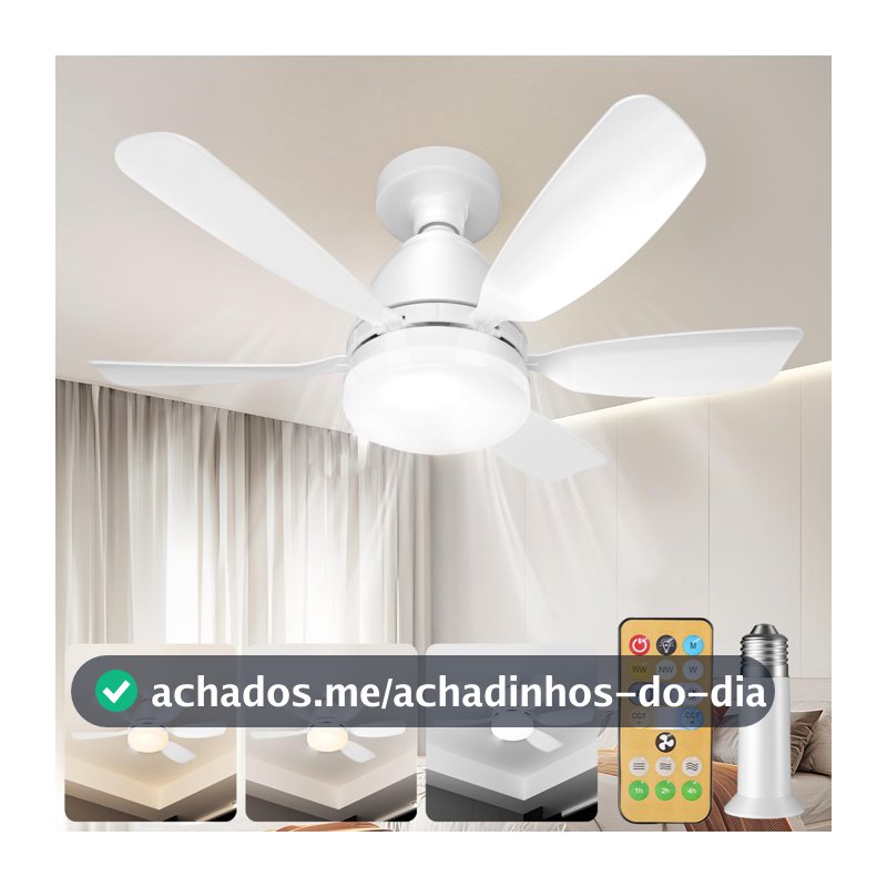 Ventilador com Luminária Bivolt com Controle Remoto