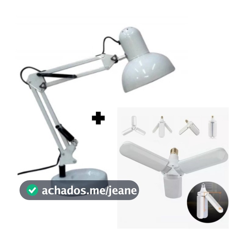 KIT Luminária Pixar Artigulada + Lampada Pétala 45w Super Branca Manicure AA