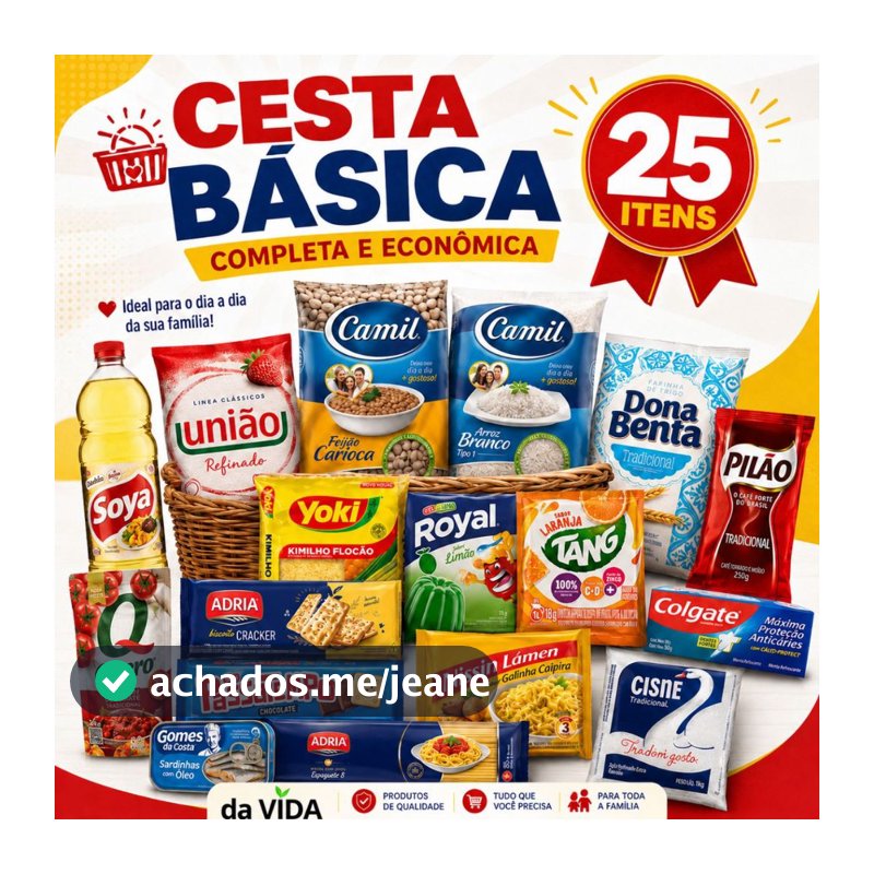 Cesta Básica Completa Com 25 Itens Essenciais Para o Dia a Dia Produtos de Marca