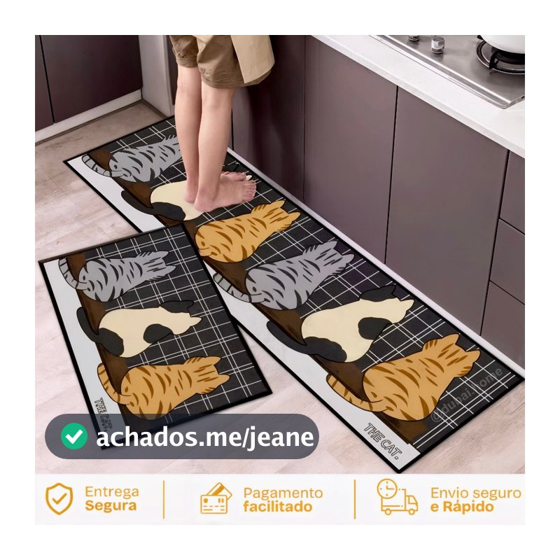 Kit Tapete Jogo Passadeira Cozinha Belga Antiderrapante 2 Peças Em Promoção