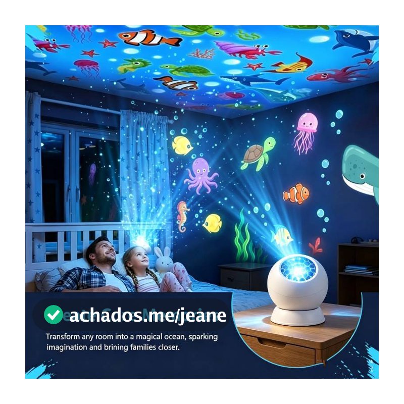 Projetor Luz Noturna LED Estrelado Oceano Rotativo Dinâmico Portátil Para Acampamento Quarto