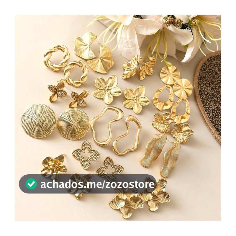 Brincos Femininos Dourado Sortidos |Banho ouro 18k | Excelente Durabilidade