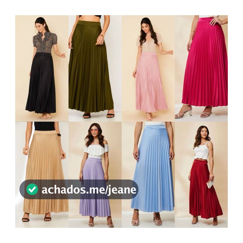 Saia Plissada Longa Plus Size G1 G2 G3 Evangélica Elegante Forrada Lisa -084