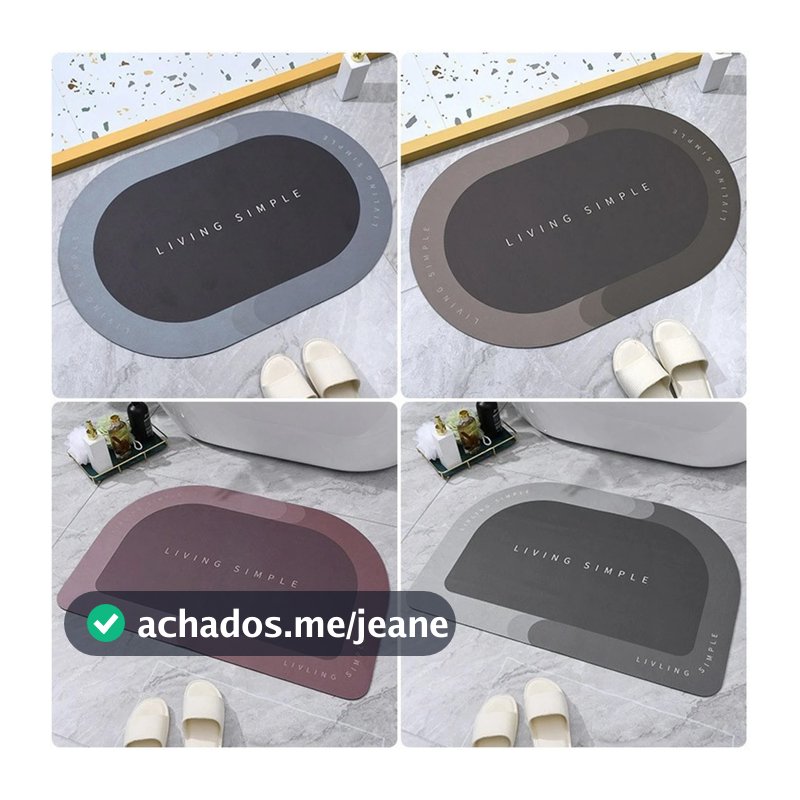 Tapete Super Absorvente Antiderrapante Secagem Rápida Capacho Para...