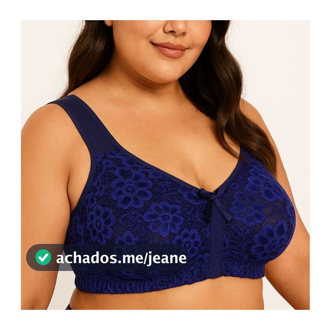 Sutiã Top Renda Alças Acolchoadas Reforçado Plus Size
