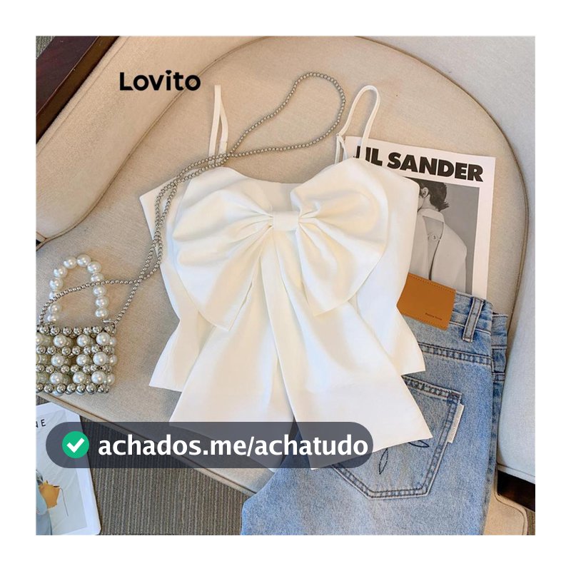 Lovito Férias Regata Casamento Delicada Com Laço Lisa Para Mulheres LNA65225