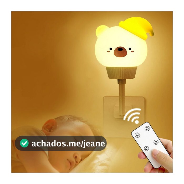 Luz Noturna Led Bebê USB Controle Remoto Dimerizável Abajur Luminária Quarto Regulável