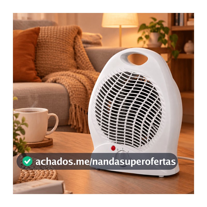Aquecedor Elétrico Doméstico Circulador de Ar Portátil 2 Temperaturas Com LED 127V 1000W