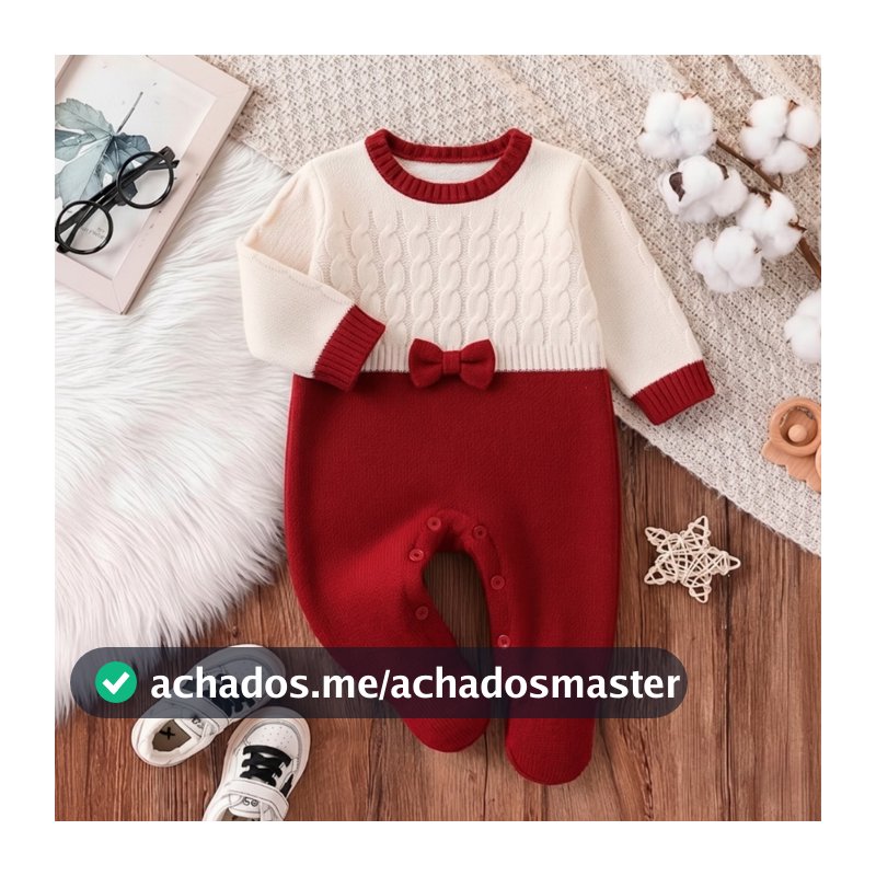 Macacão Tricô Bebê Menina Luxo Maternidade RN Detalhe em Laço