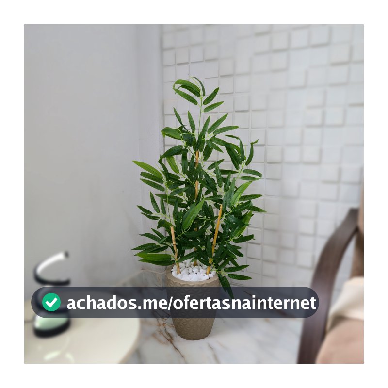 Arranjo Artificial Bambu Folha Grande Vaso Cone Mármore Pedra