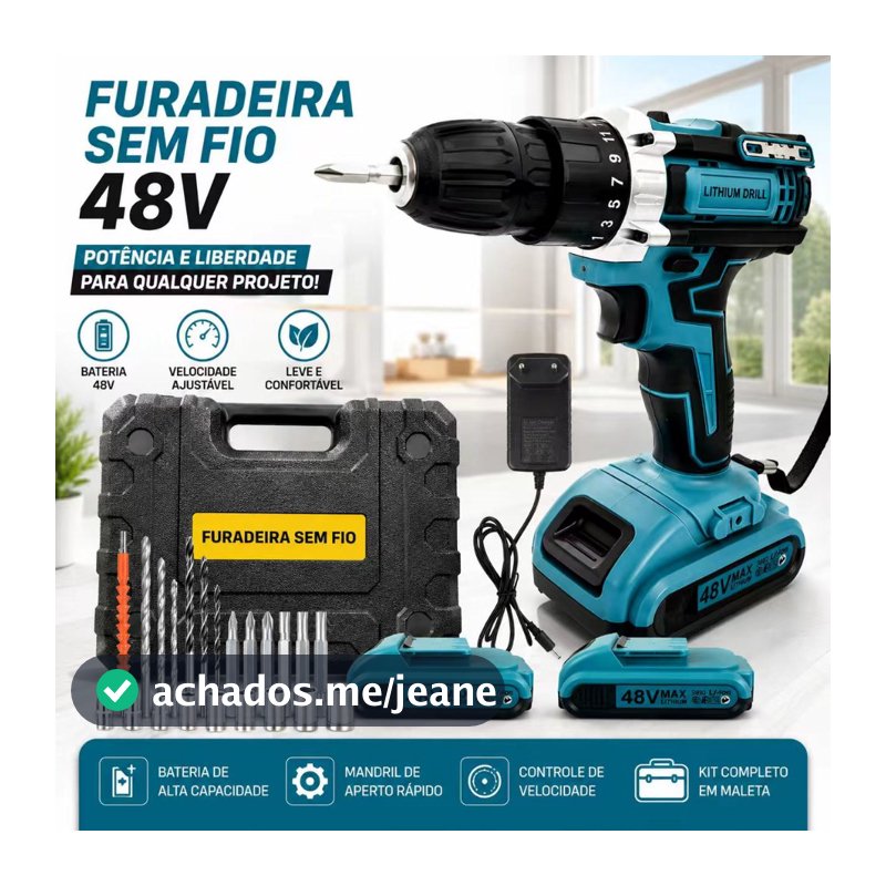 Parafusadeira Furadeira 48V Bateria Recarregável Kit Chave De Fenda Dupla Duas Cores