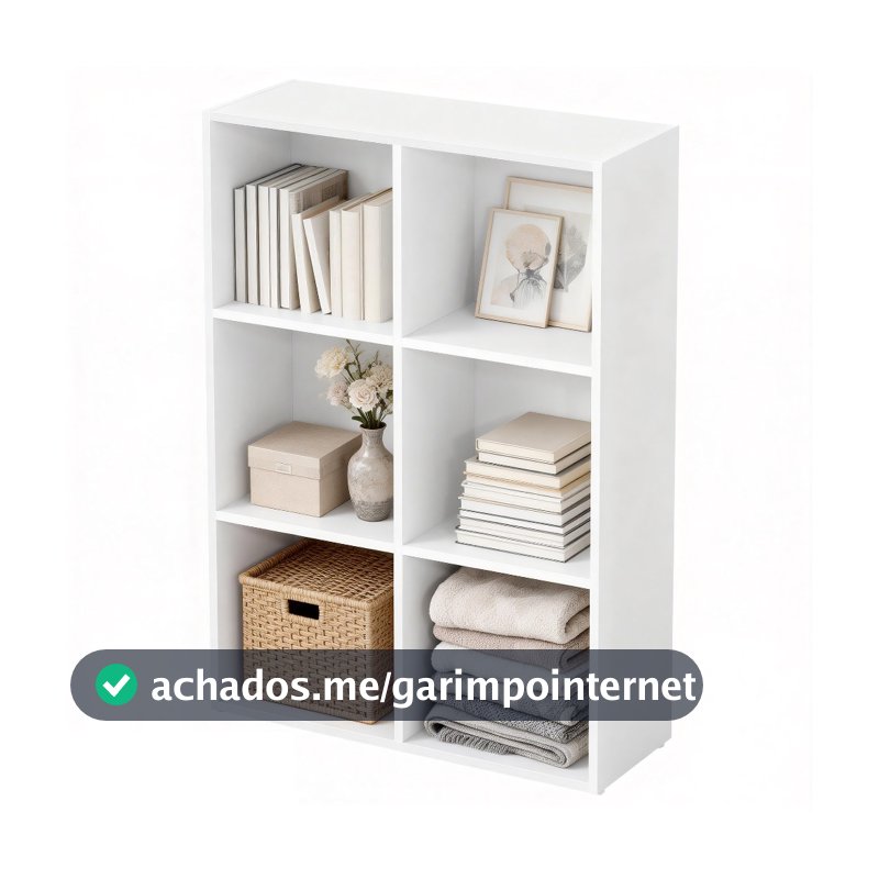 SONGMICS Estante de armazenamento com 6 nichos, prateleira organizadora, para sala de estar, escritório, Branco
