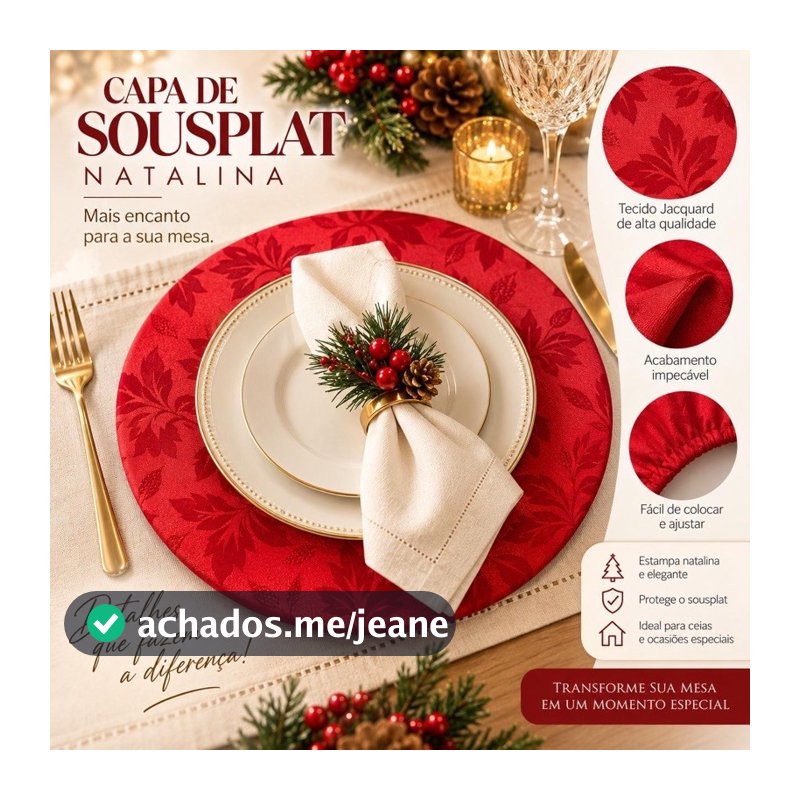 10 Capas para sousplat Mesa Posta Tecido Jacquard jogo americano Natalino  Reveillon Casamento Aniversário