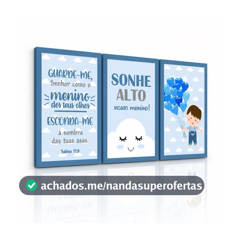 Quadro Decorativo Infantil Quarto Menino Varios Tamanhos Sonhe Alto