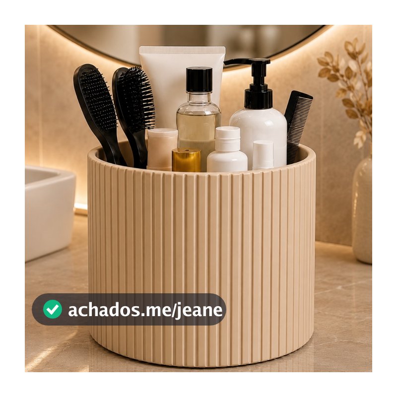 Organizador de Pia Luxuoso Decorativo Moderno Canelado Clean e Minimalista Porta Itens de Banheiro para Maquiagem