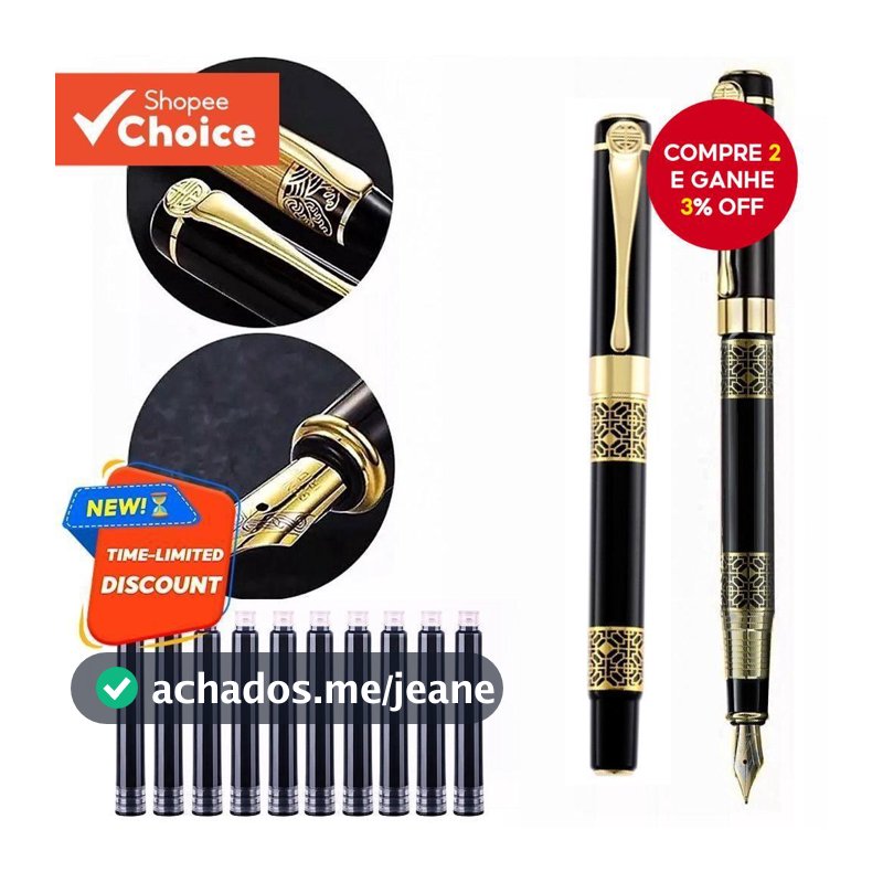 1 + 10 Peças Conjunto De Caneta De Metal Retrô Simples Caligrafia F Nib Clássico Vintage Presente Design Escrita De Pape