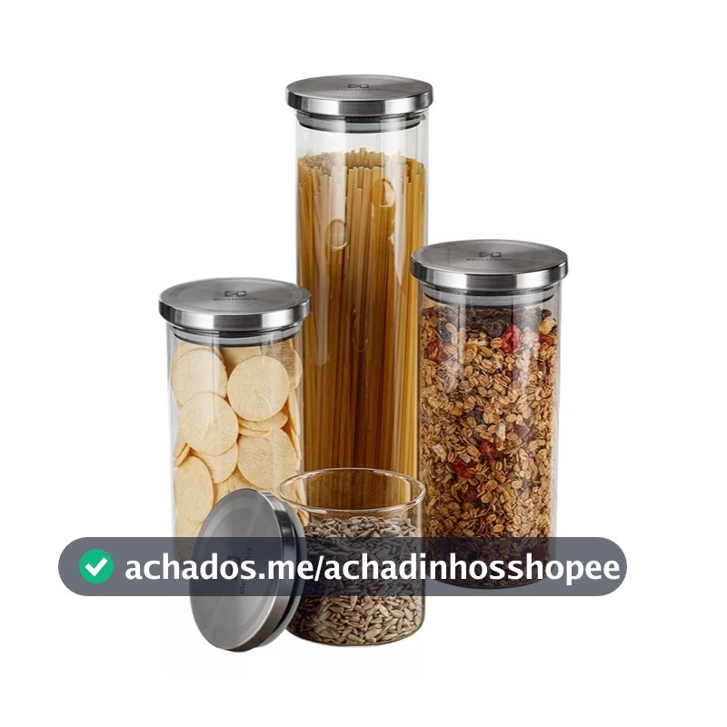 Conjunto 4 Potes Herméticos De Vidro Tampa Inox Electrolux