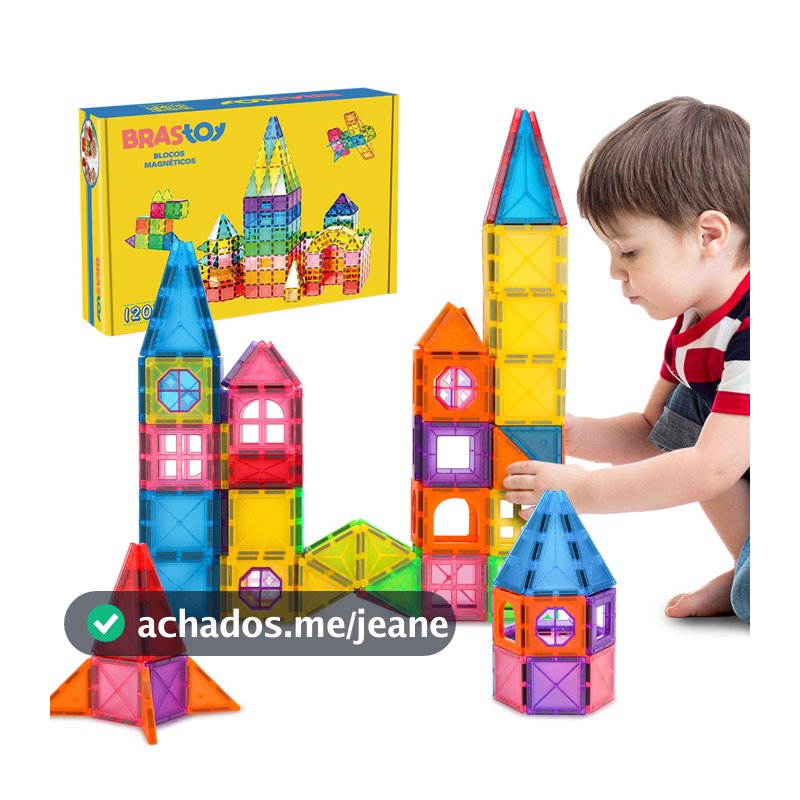 Blocos Magnéticos Mate Brastoy 120pcs do tamanho médio e 38pcs do tamanho pequeno Brinquedo Educativo Infantil