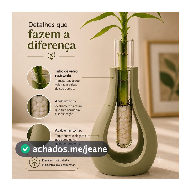 Vaso para Bambu da Sorte com Tubo de Vidro