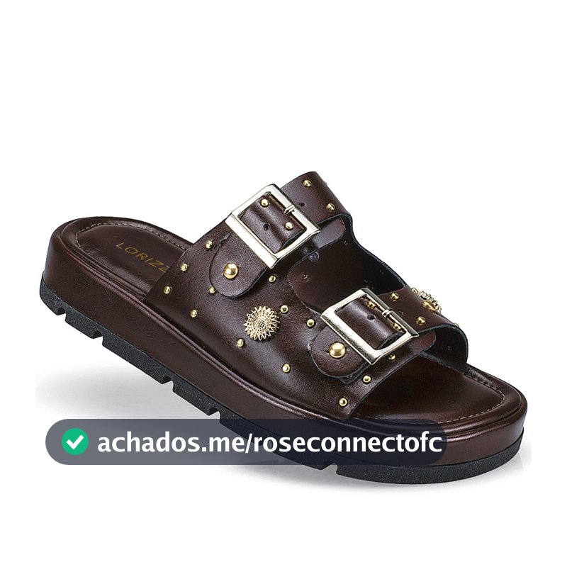 Sandália Rasteira Papete Flatform Spike Ilhós Fivela 052-040