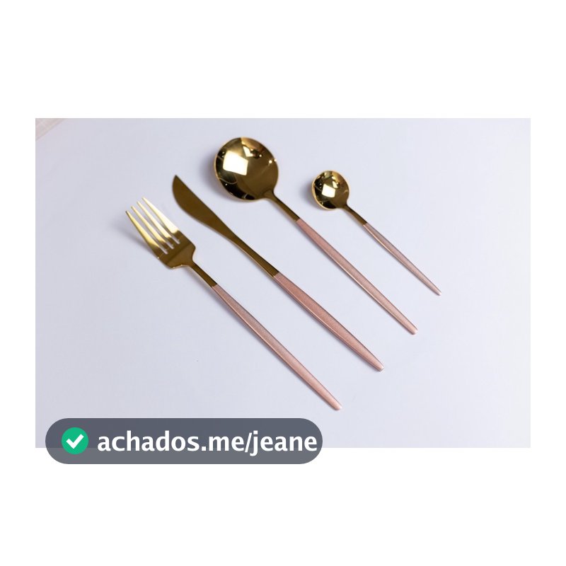 KIT24 Jogo de talheres De Dourado com rosa  Aço Inoxidável  Facas Garfos e Colheres Na Cozinha Talheres kit talheres