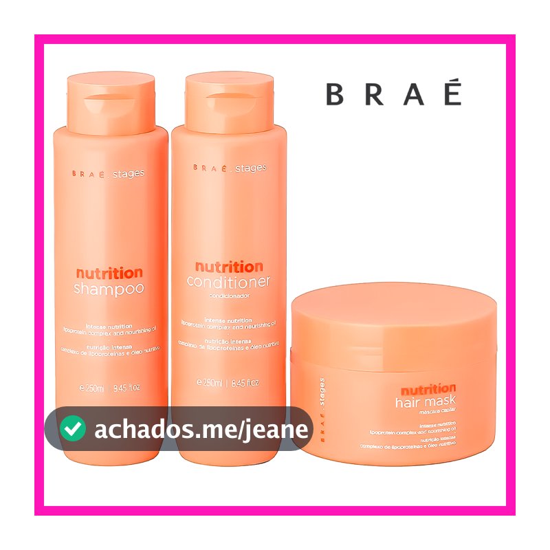 Braé Stages Nutrition Shampoo + Condicionador + Máscara (Nutrição intensa e regeneração da fibra capilar)