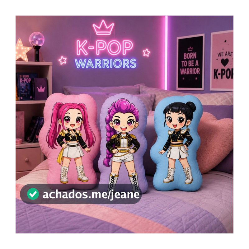 Kit 3 Almofadas Guerreiras do KPop  Formato Especial para Decoração de Quarto, Festas etc | Micropercal Macio