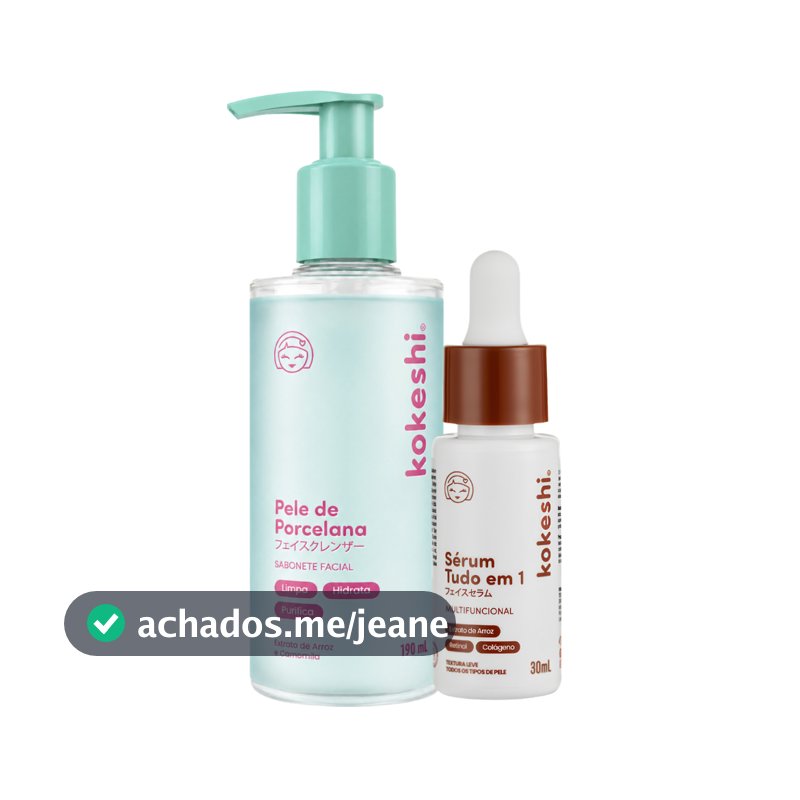 Kit Sabonete Facial e Sérum tudo em 1 Pele de Porcelana Rotina Prática