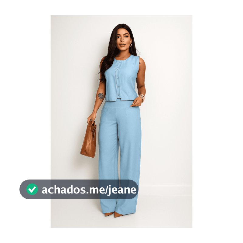 Conjunto Alfaiataria Colete e Calça Pantalona Social Sensoriale Marrant M G GG Elegante