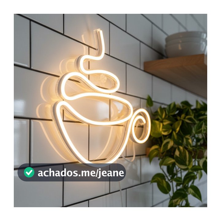Luminária Neon LED Xícara de Café Decorativa Minimalista para Parede de Cozinha