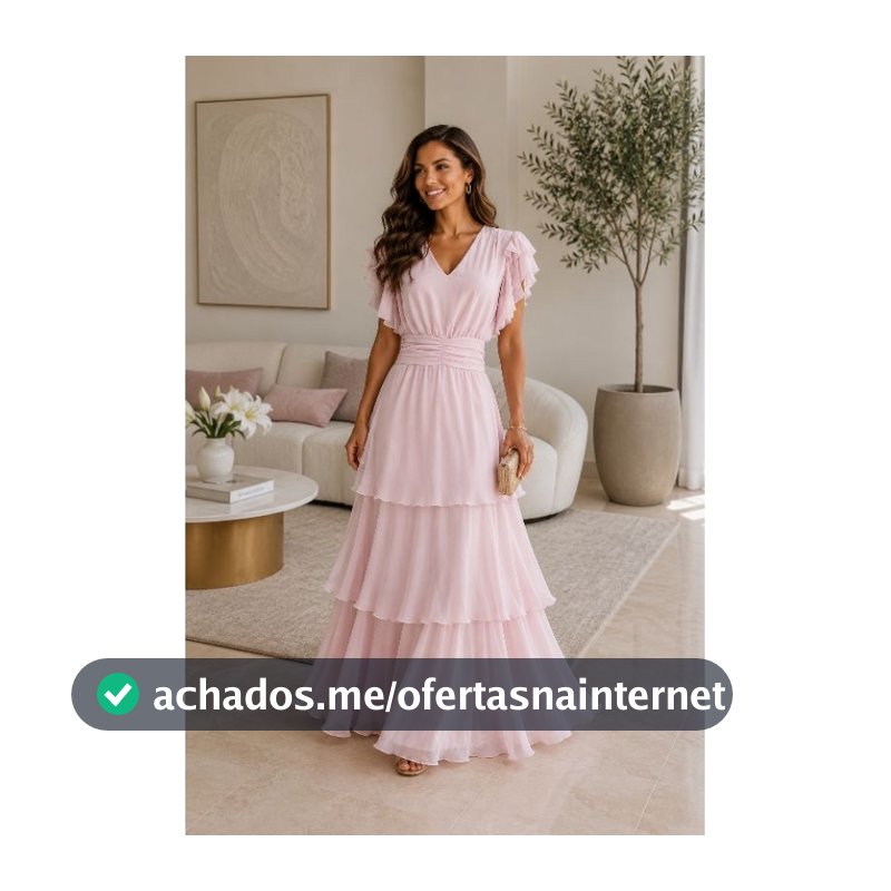 vestido longo elegante na 3 camadas