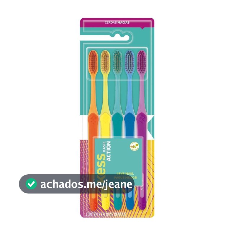 Escova Dental Kess Basic Action C/5Un Cerdas Macias Especial