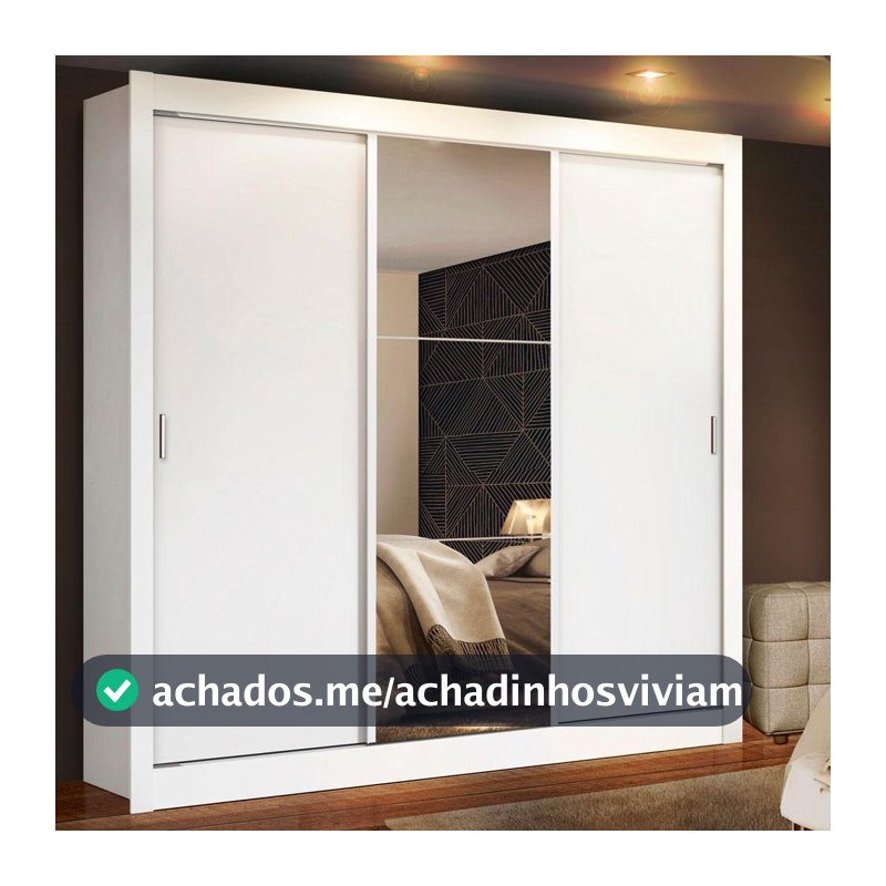 Guarda Roupa Casal 3 Portas de Correr com Espelho Madesa Mônaco