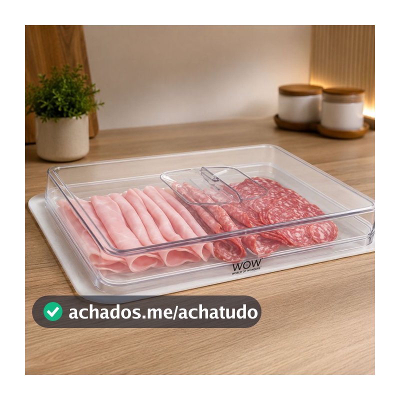 Pote Porta Frios Presunto Queijo Acrílico Branco