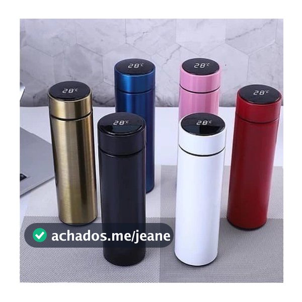 Garrafa Térmica Em Aço Inox Com Termômetro Digital 500ml Led